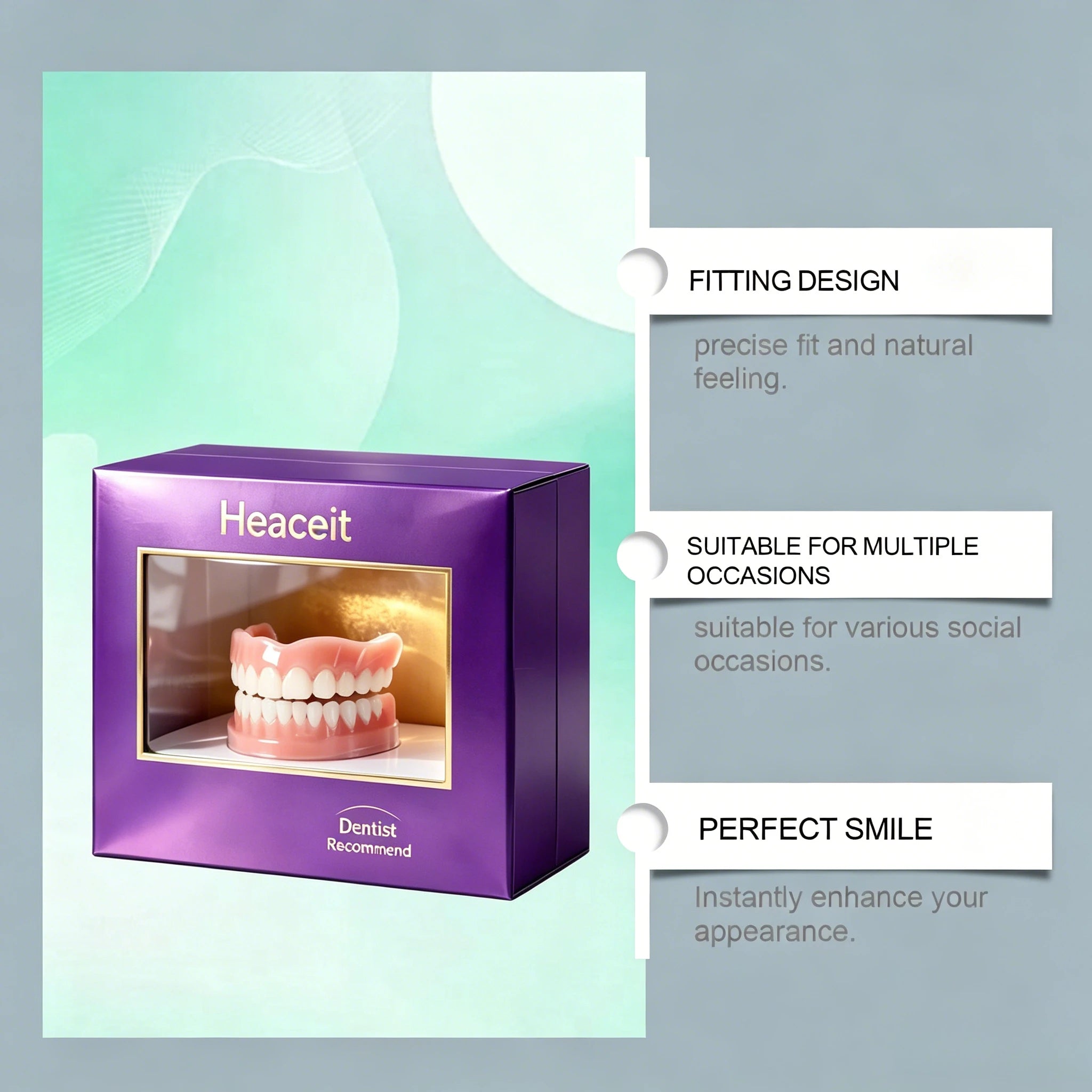 Adjustable Cosmetic Denture Set with Travel Case for Instant Smile