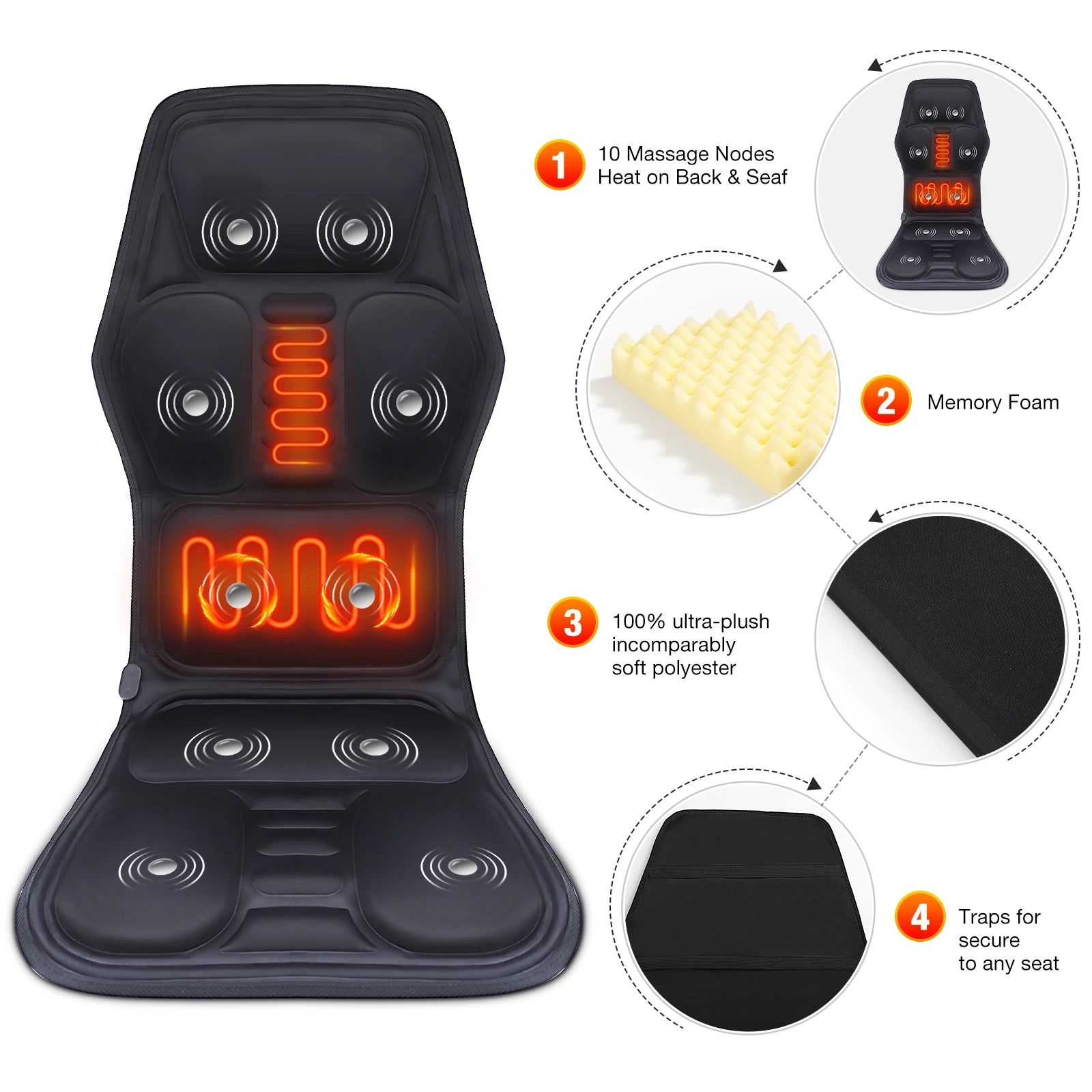 Full-Body Electric Heated Vibration Massage Chair Mat - 10
