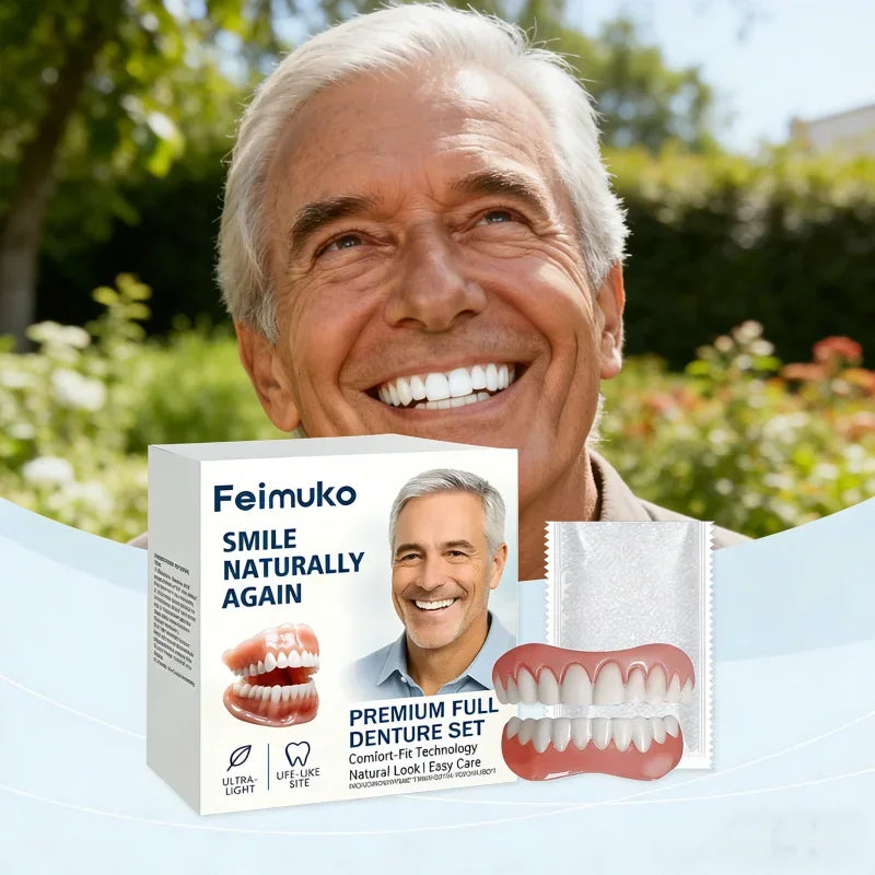 Comfortable Natural-Look Full Set Dentures for Men and Women