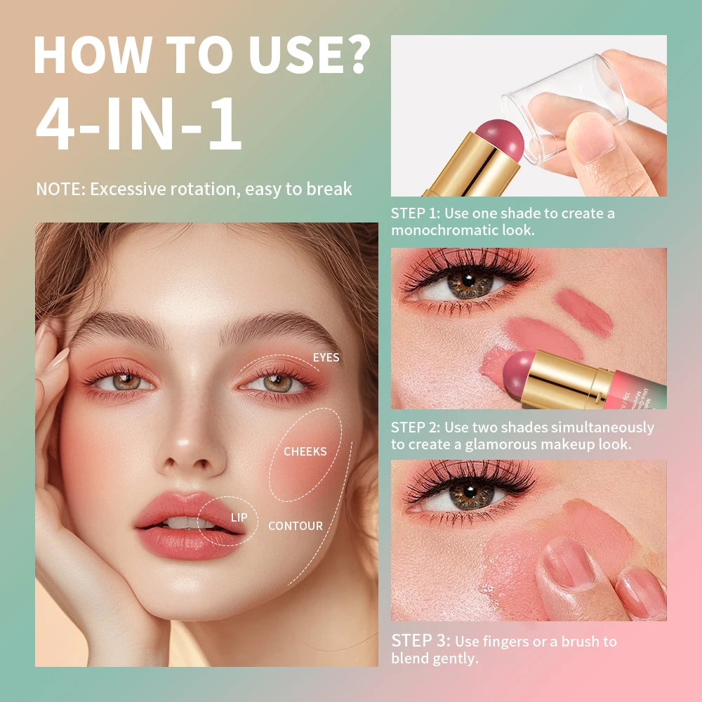 2-in-1 Dual Ended Bronzer and Blush Makeup Stick - 4