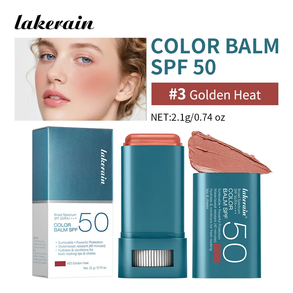 SPF 50 Tinted Sunscreen Blush Stick for Glowing Cheeks