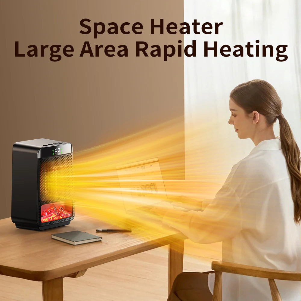 Portable PTC Ceramic Space Heater with Ambient Light and Timer