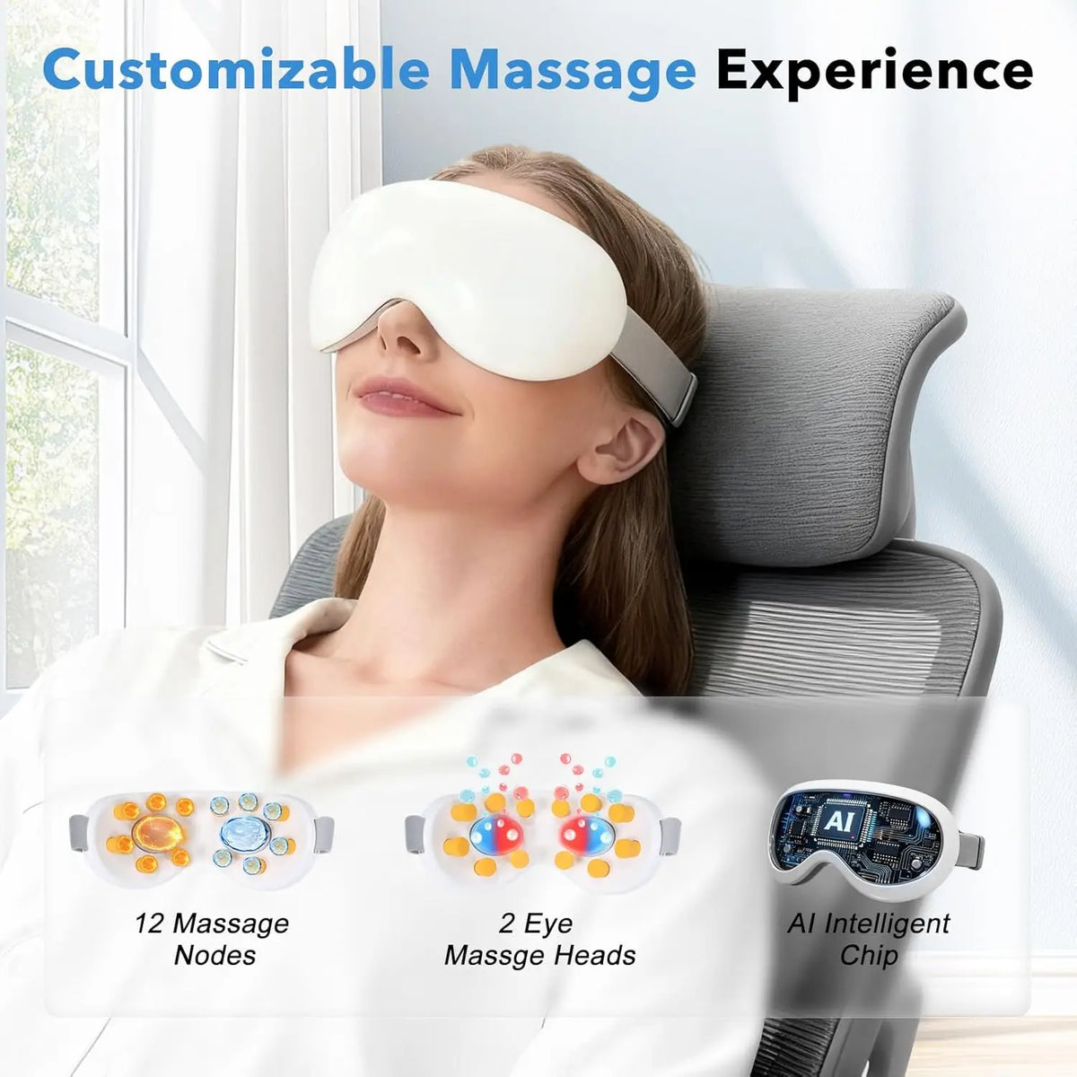 Smart Cooling Eye Massager with Vibration for Stress Relief