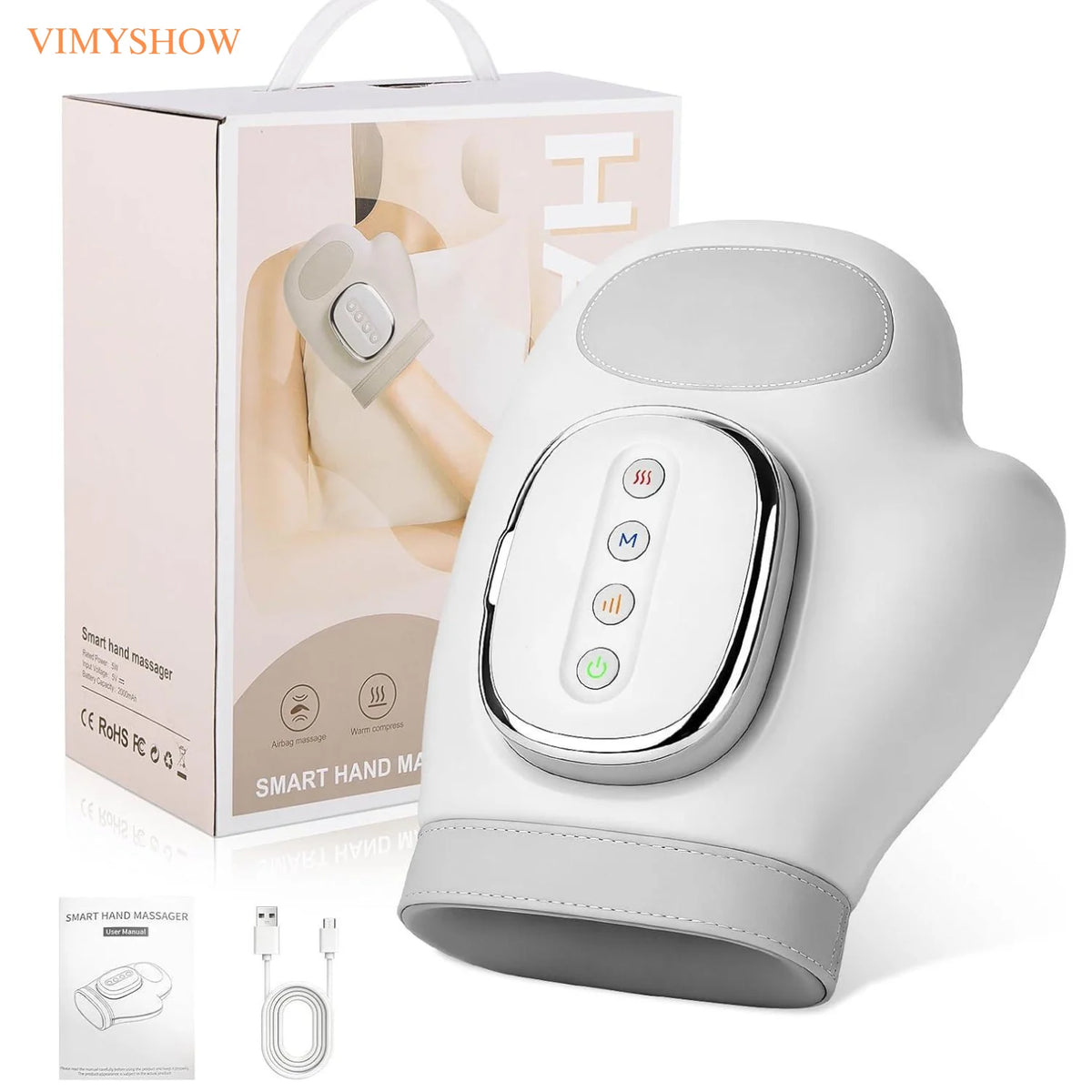 Rechargeable Hand and Wrist Massager with Heat and Air Compression