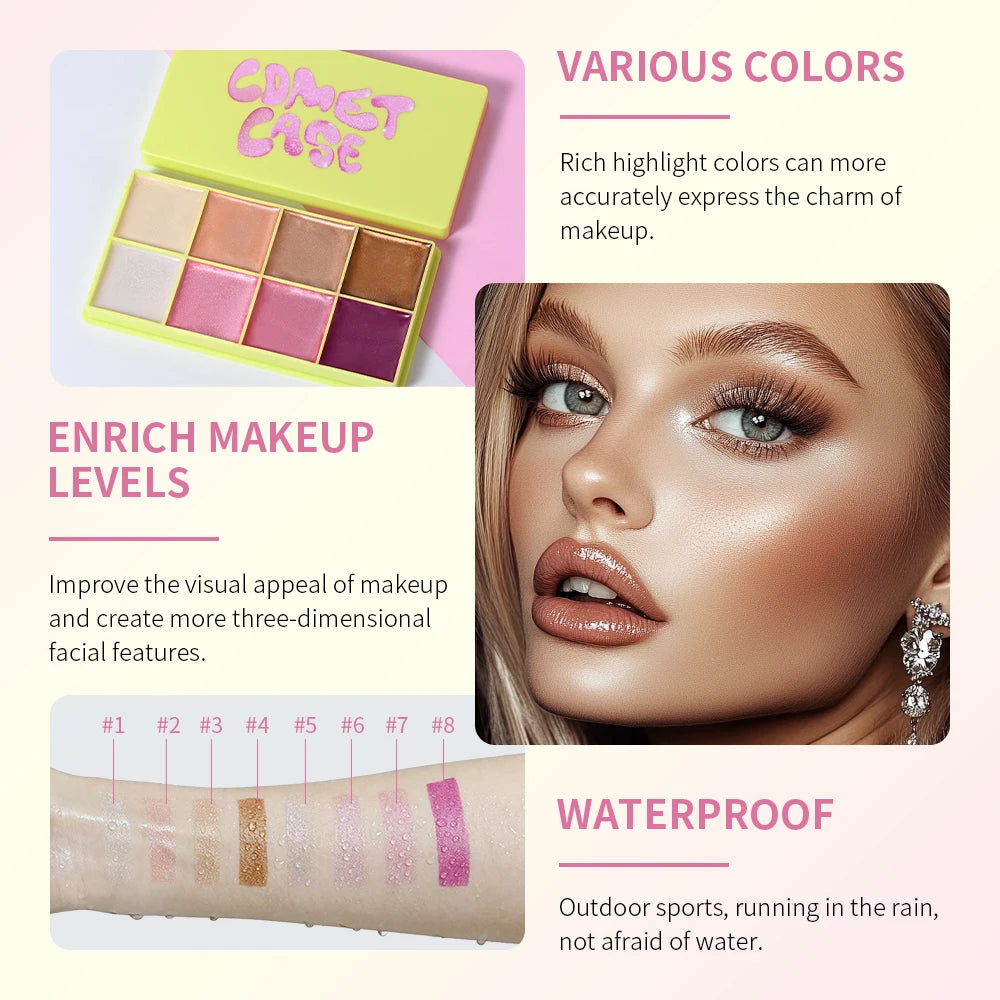 8-Color Cream Blush and Contour Palette for Natural Makeup Looks