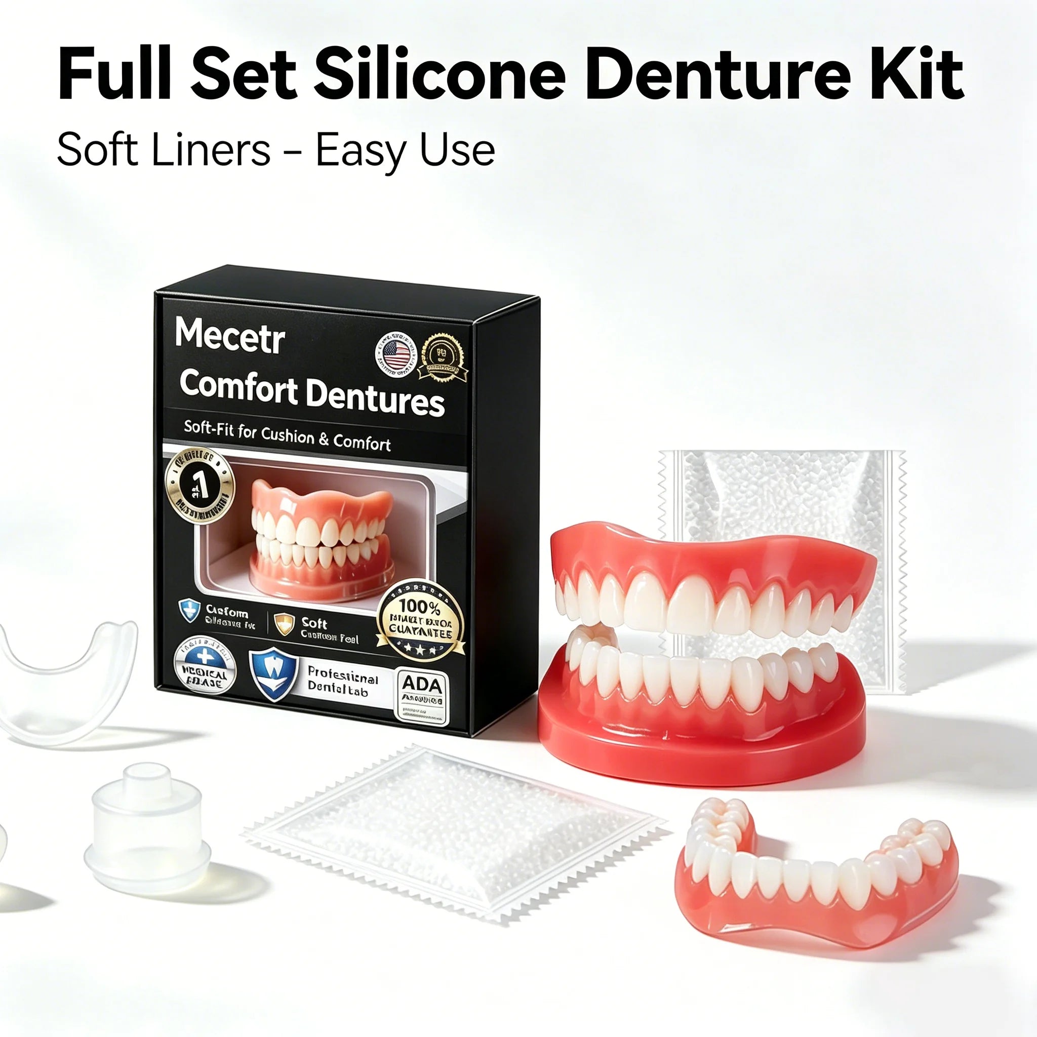 Instant Cosmetic Denture Kit for Upper and Lower Teeth - 1