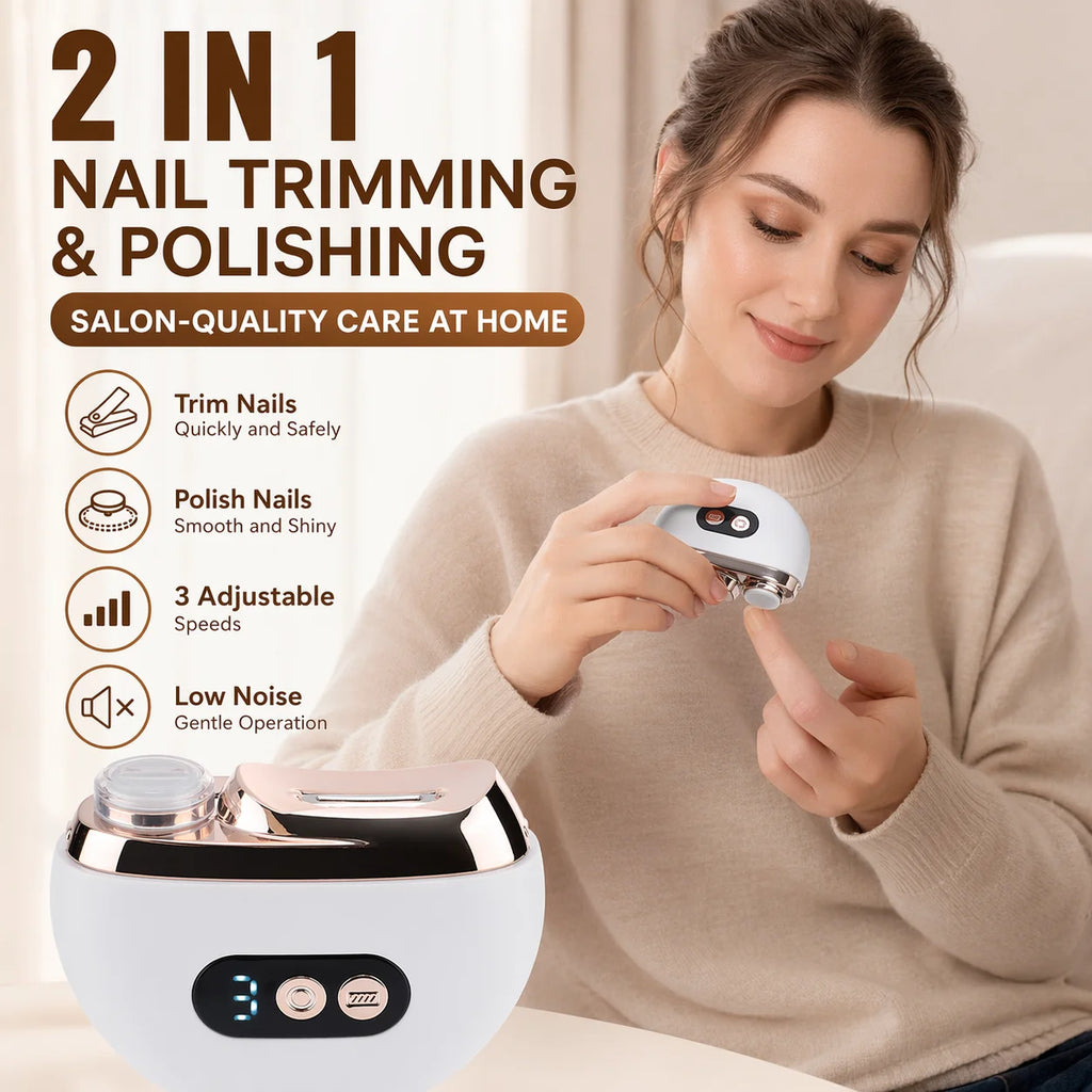Electric 2-in-1 Nail Trimmer and Grinder with LED Display