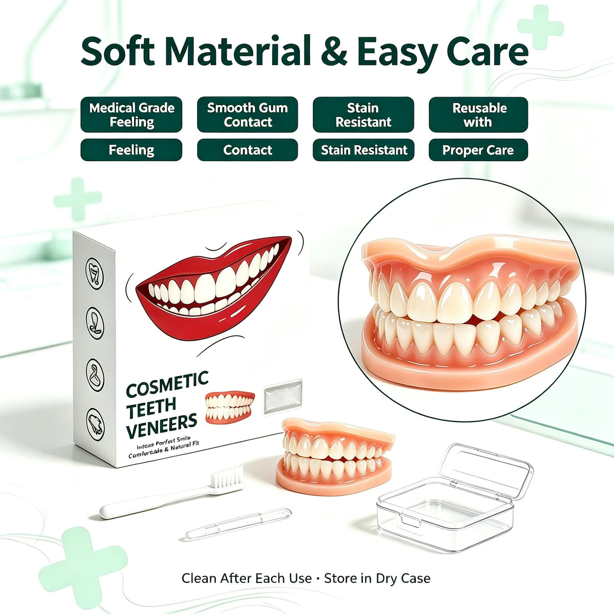 Comfort Fit Silicone Dentures Upper and Lower Set