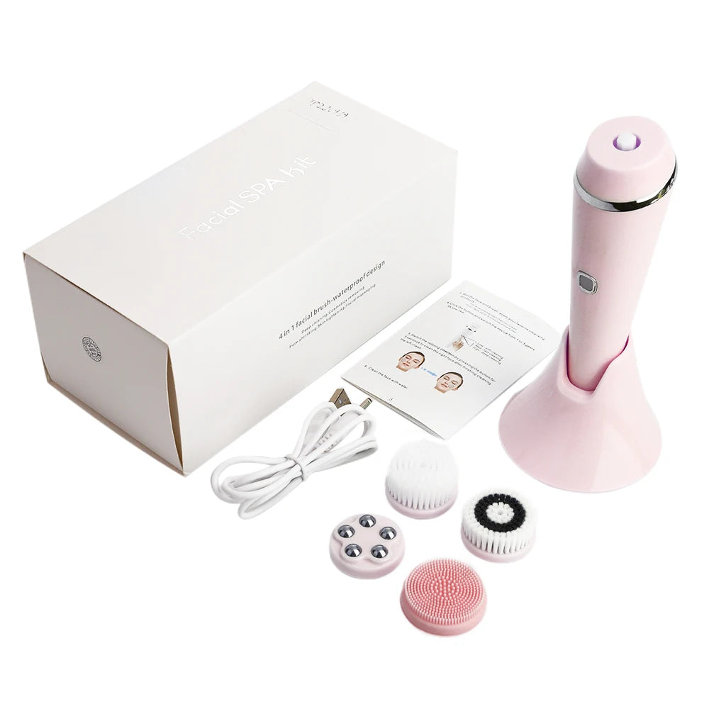 4-in-1 Electric Rotating Facial Cleansing and Massage Brush