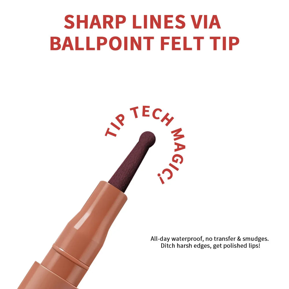 Waterproof Sculpting Ballpoint Felt Tip Lip Liner Stain - 6