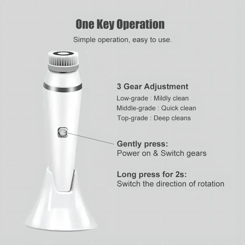 4-in-1 Electric Rotating Facial Cleansing and Massage Brush