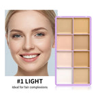 8-Shade Matte Cream Concealer Palette for Full Coverage