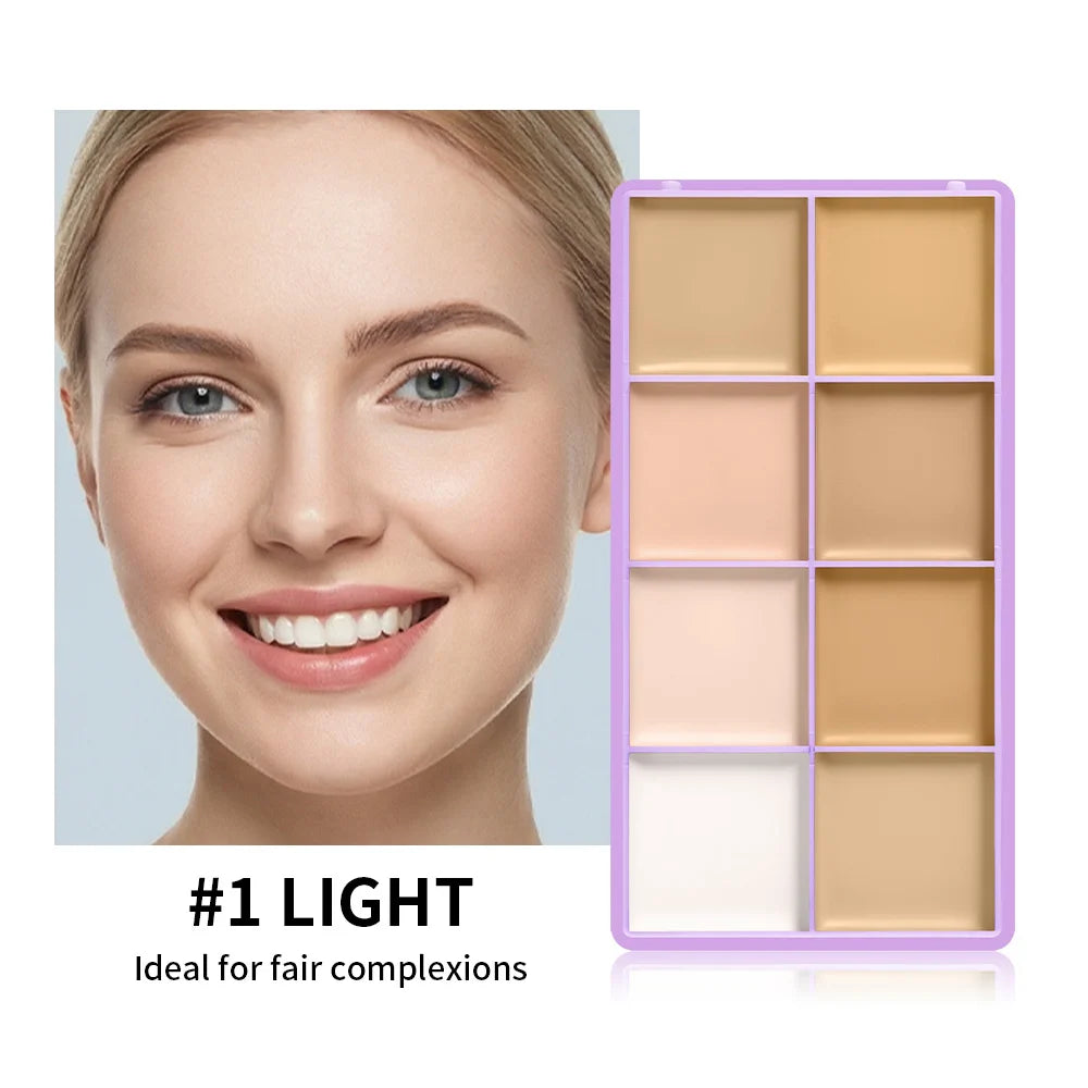 8-Shade Matte Cream Concealer Palette for Full Coverage