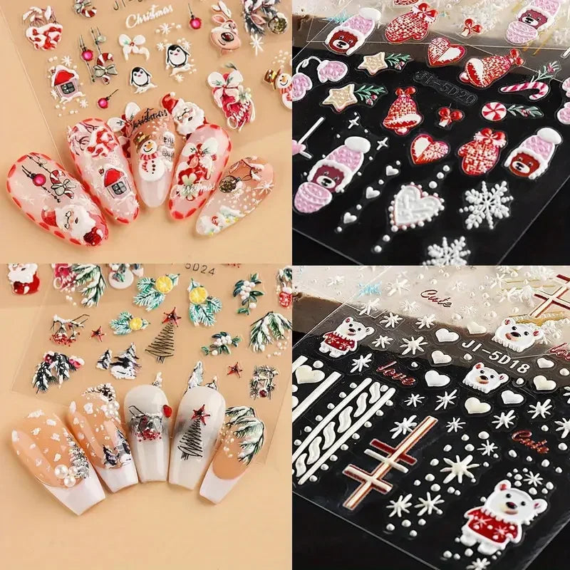 5D Embossed Christmas Nail Art Stickers - 2