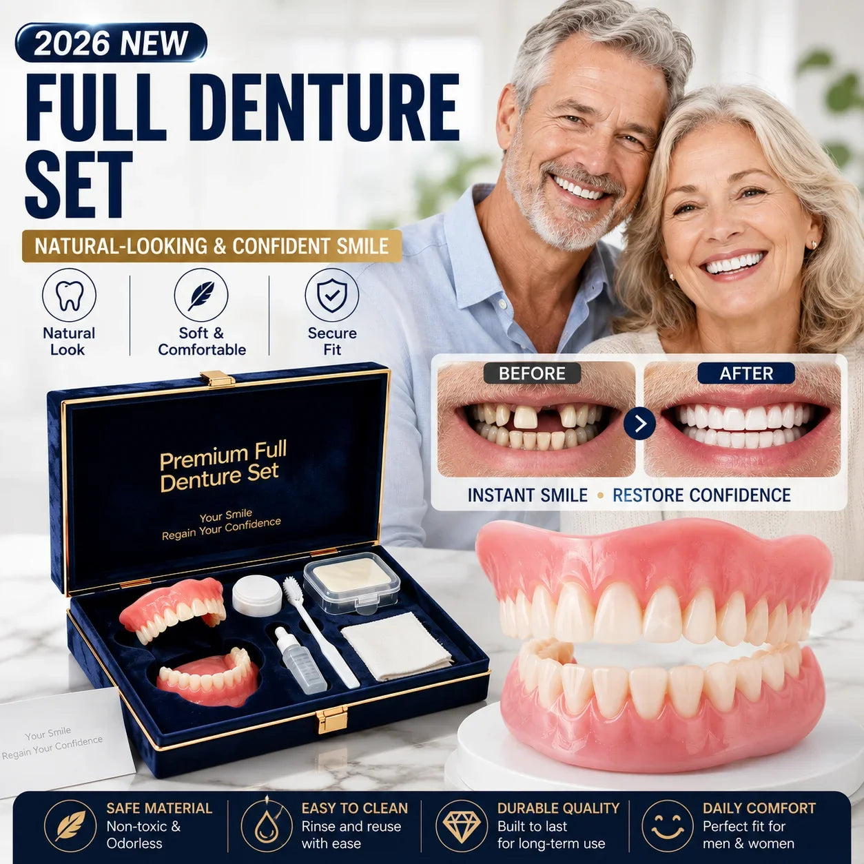 Temporary Cosmetic Denture Set for Instant Smile Correction - 2