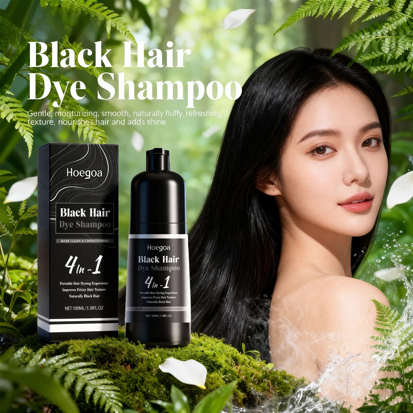 4-in-1 Black Hair Dye Shampoo for Gray Coverage - 6