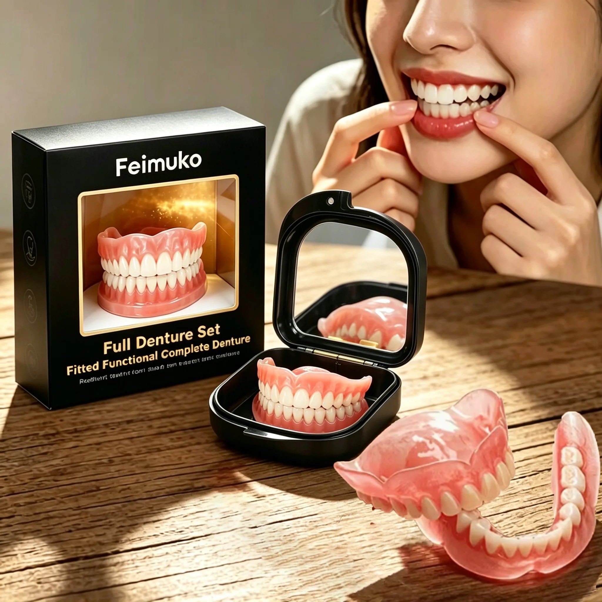 Comfort Fit Silicone Upper and Lower Denture Set for Daily Use - 1