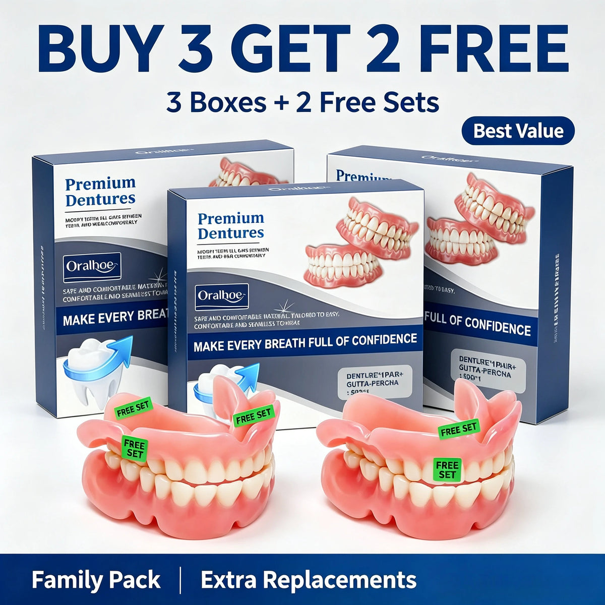 Cosmetic Silicone Teeth Covers for Upper and Lower Smile