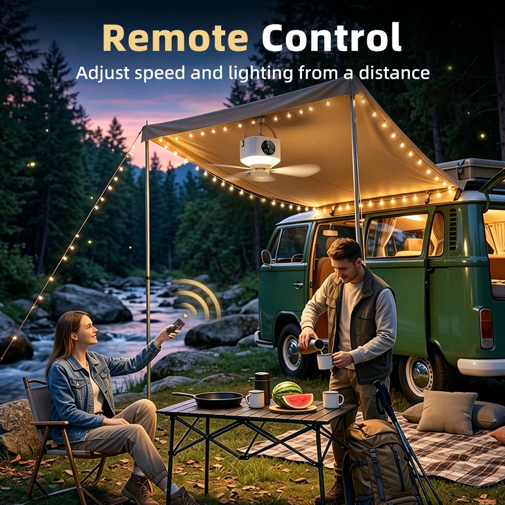 Portable Rechargeable Ceiling Fan with LED Light and Remote - 10