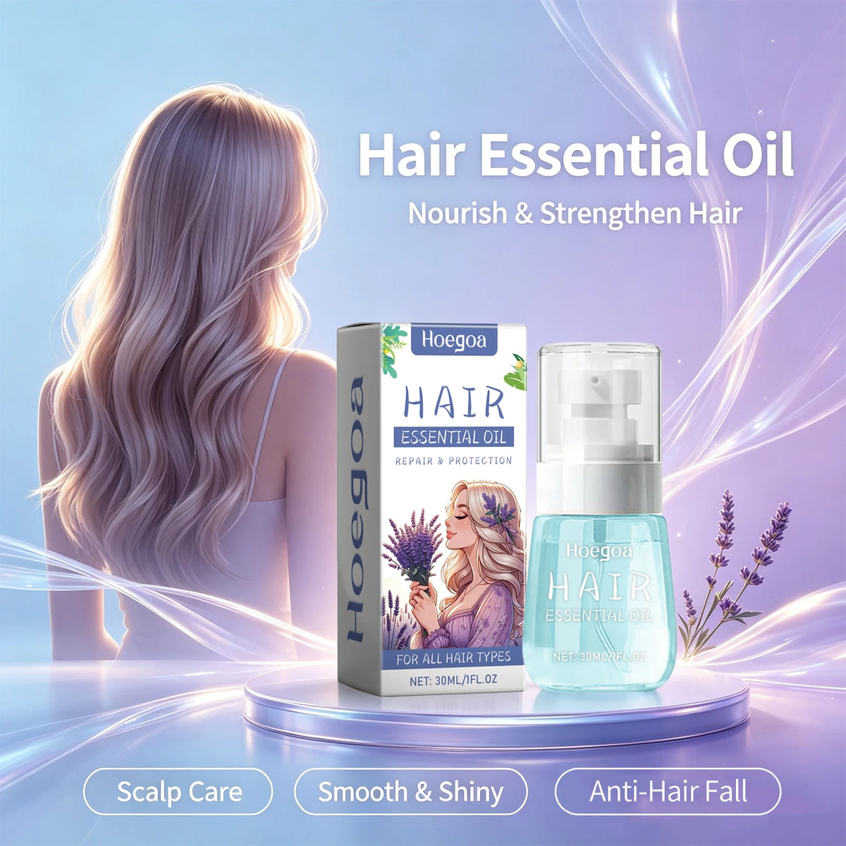 Lavender Anti-Frizz Hair Repair Oil for Dry Damaged Hair