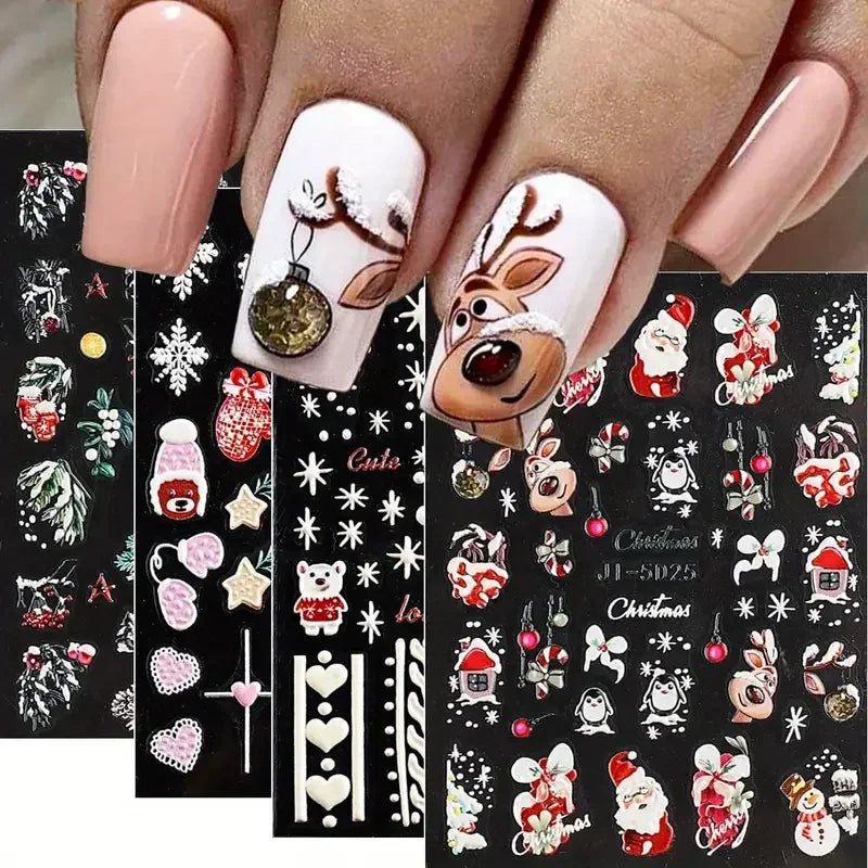 5D Embossed Christmas Nail Art Stickers