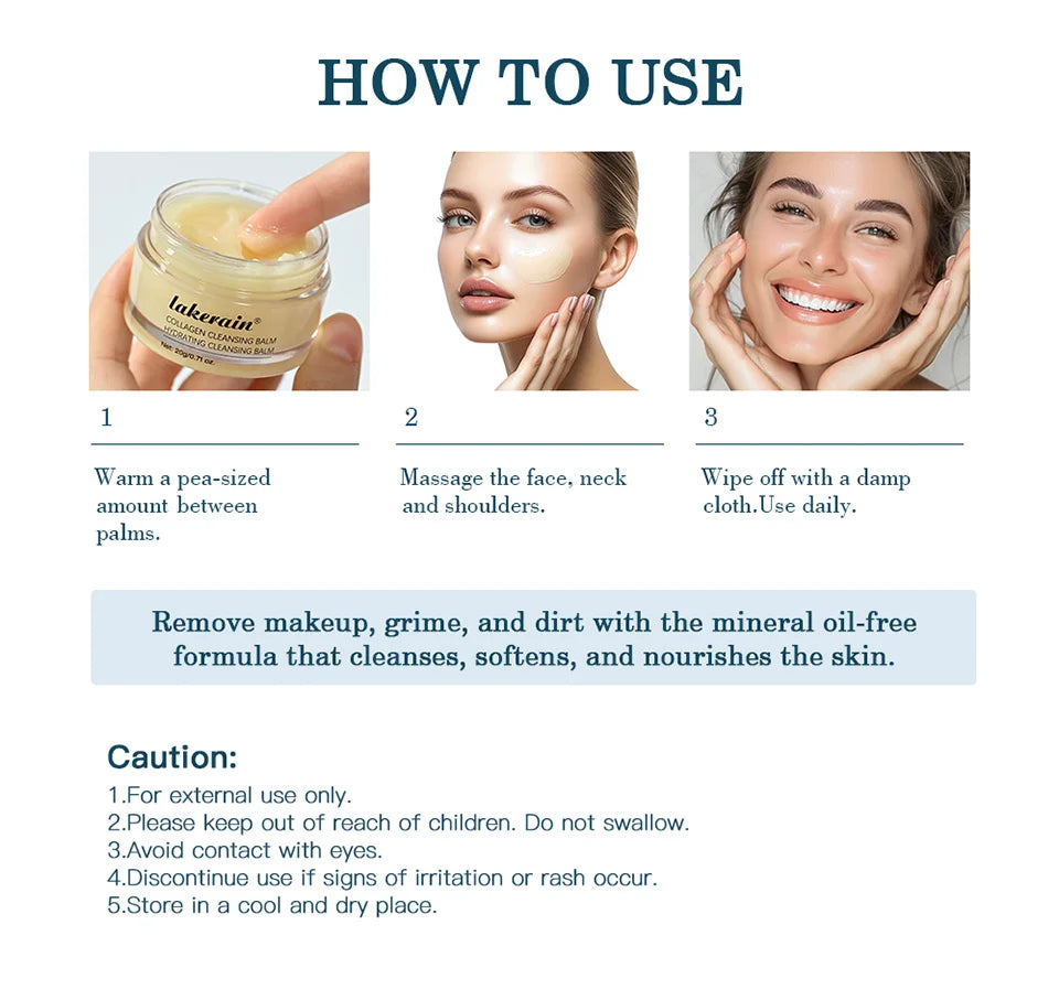 Collagen Hydrating Cleansing Balm for Deep Makeup Removal