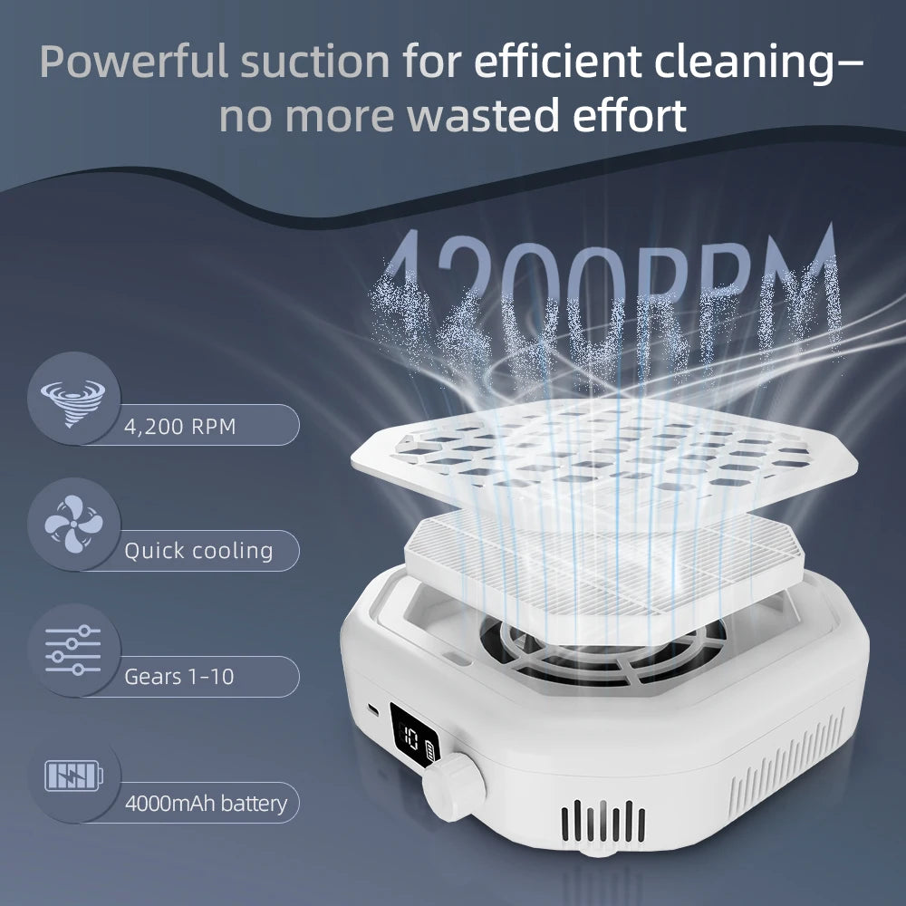 Professional Cordless Nail Dust Collector with Powerful Suction