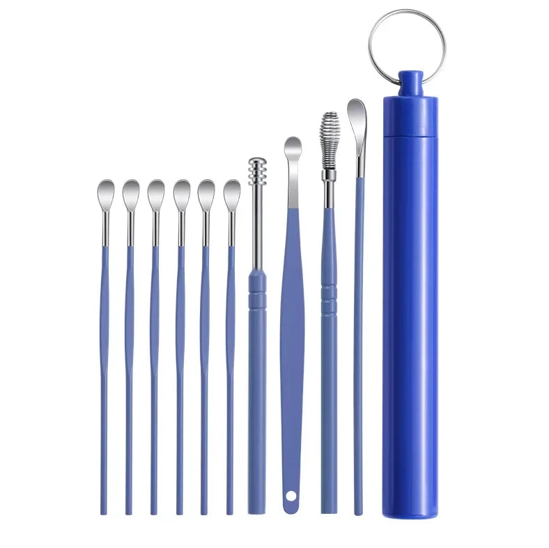 Stainless Steel Ear Wax Removal Cleaning Kit with Storage Case