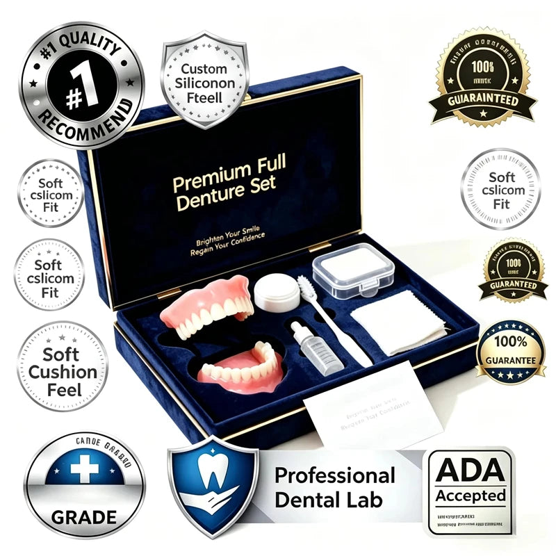 Instant Smile Cosmetic Denture Set with Cleaning Tools