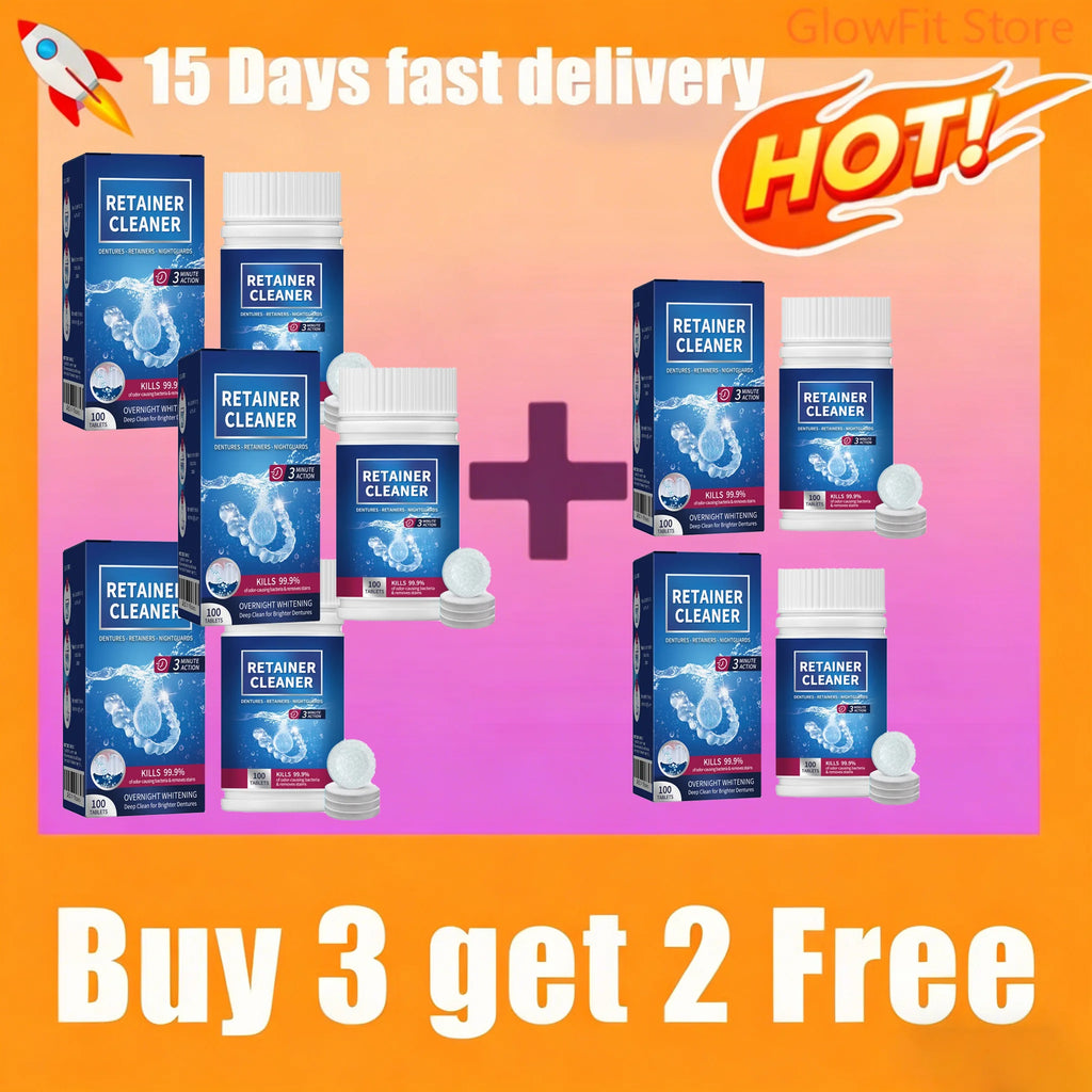 100 Pcs Denture and Retainer Cleaning Tablets for Deep Stain Removal