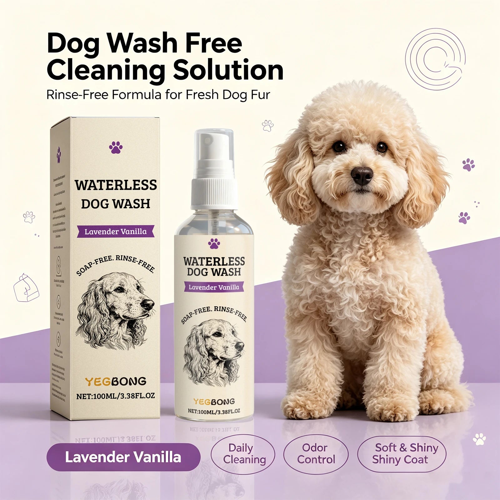 Waterless Dog Shampoo Spray for Fresh Coat and Odor Removal - 3