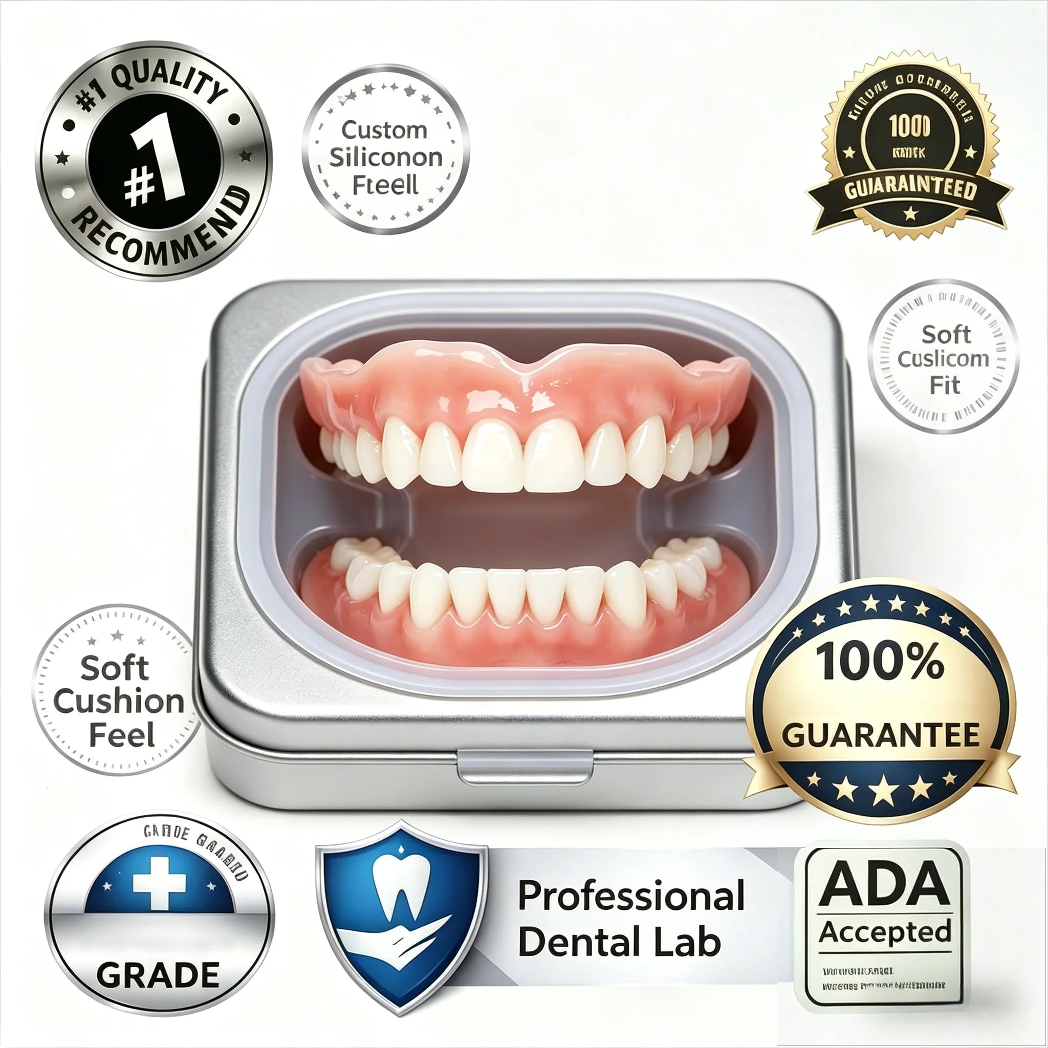 Adjustable Silicone Cosmetic Denture Set for Natural Smile - 1