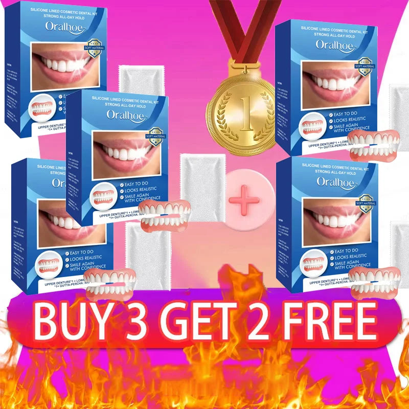 Natural Silicone Dentures Set for Instant Confident Smile
