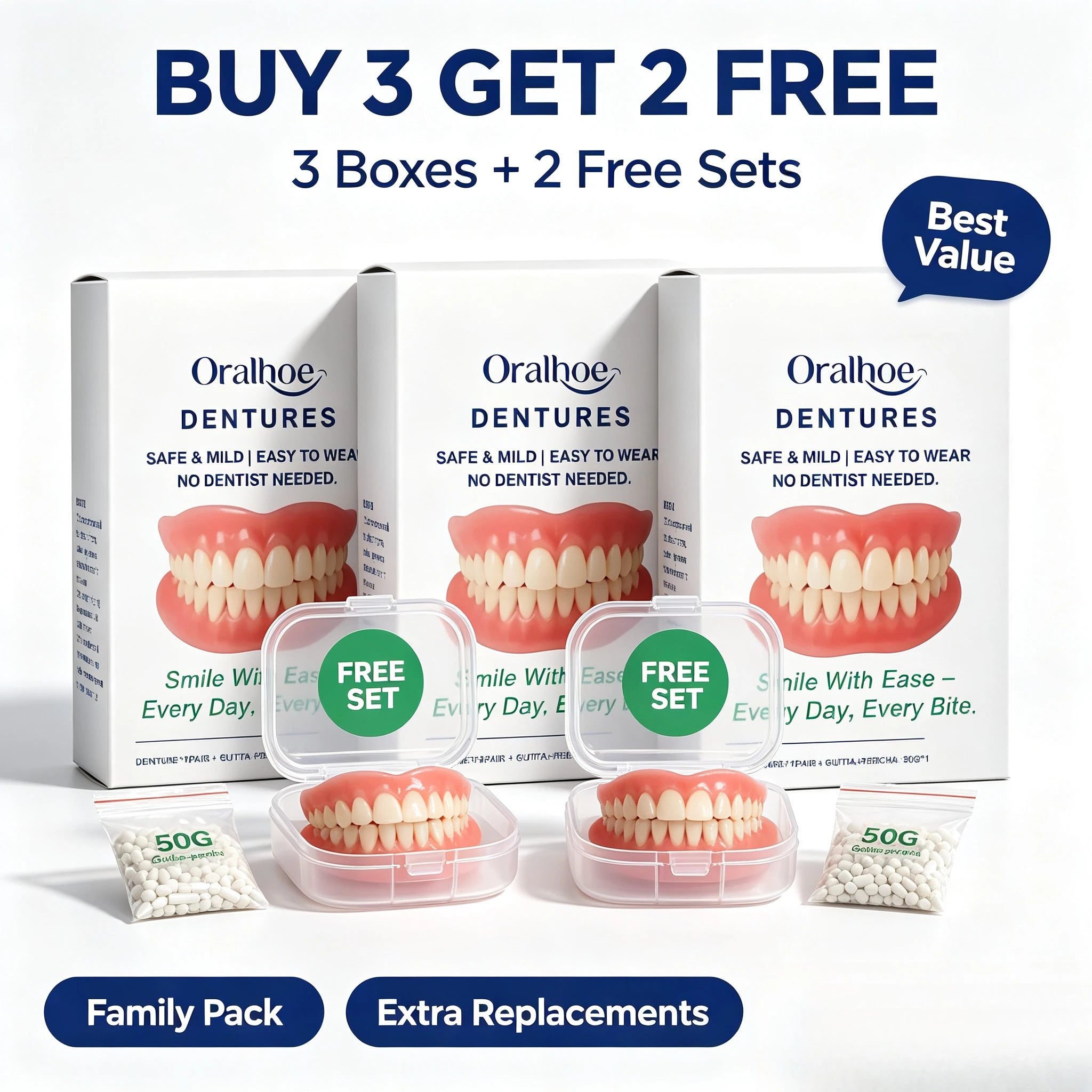 Portable Denture Storage and Cleaning Care Kit with Mirror - 8