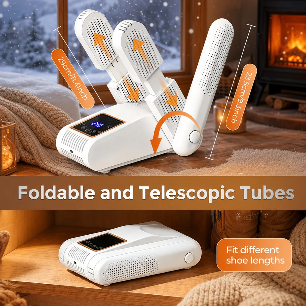 4-Tube Foldable Shoe and Boot Dryer with UV Sterilization