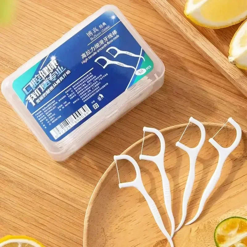 Portable Disposable Dental Floss Picks with Travel Case