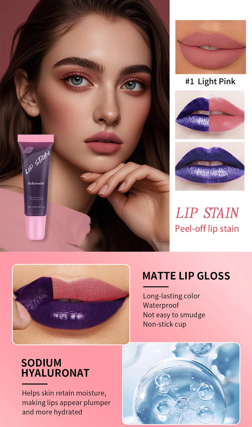 Waterproof Peel-Off Matte Lip Stain Tint