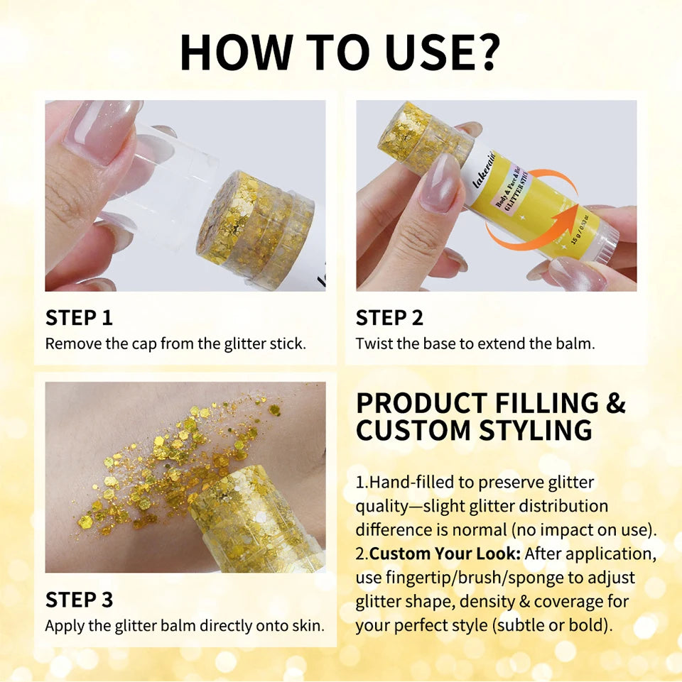 Waterproof Glitter Shimmer Stick for Face and Body