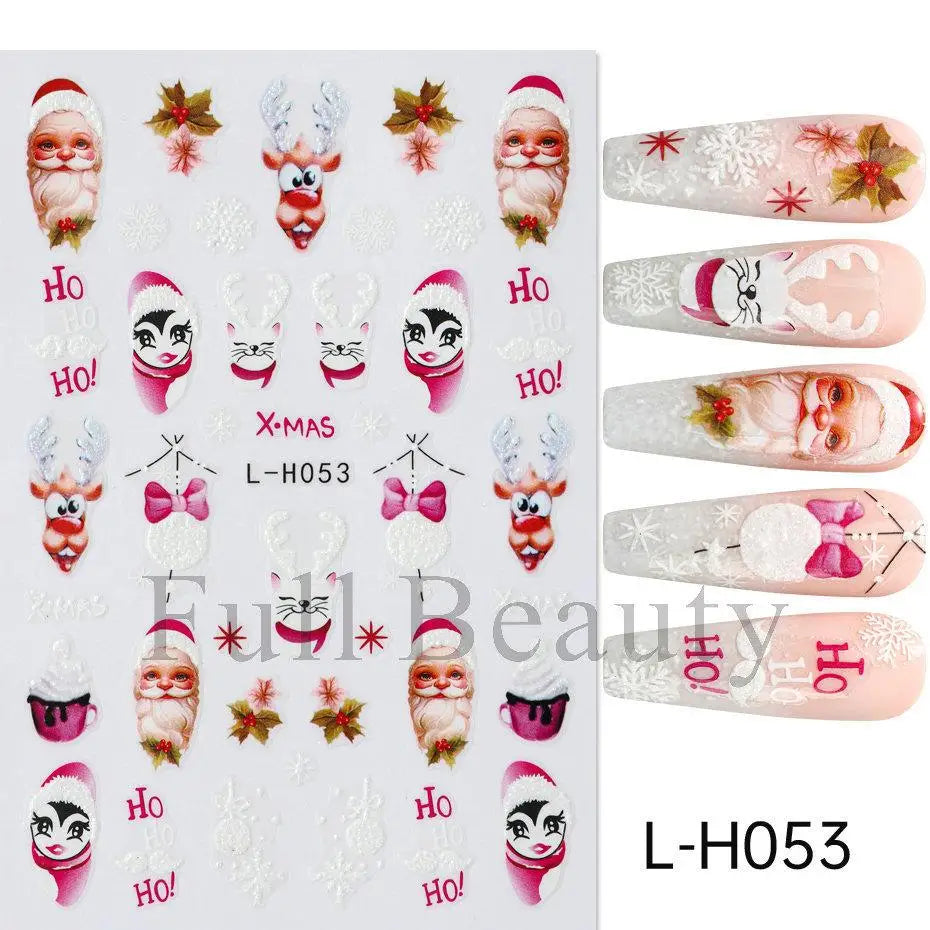3D Christmas Cartoon Nail Art Sticker Decals