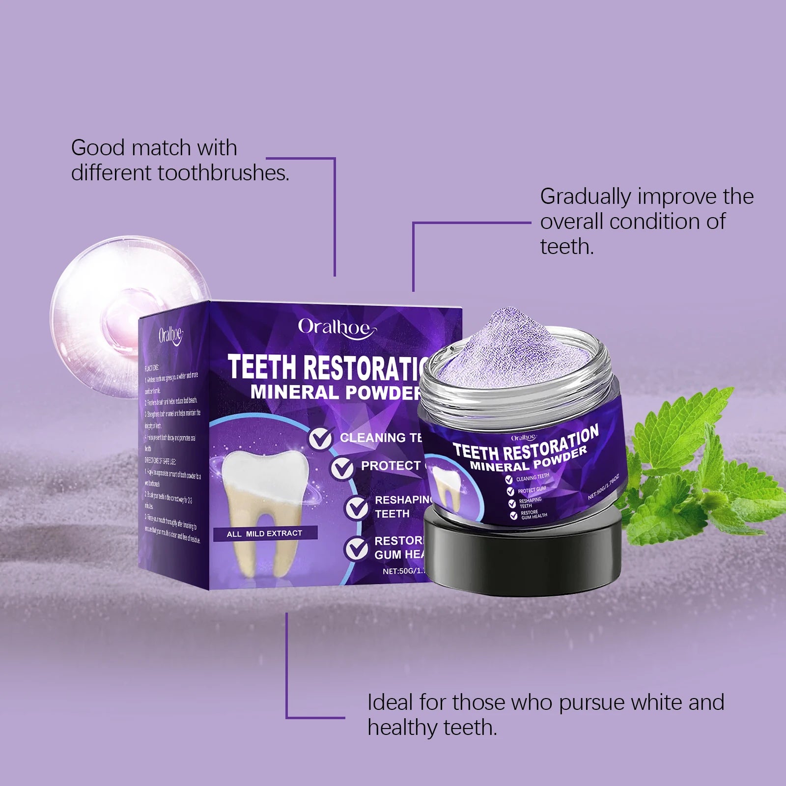 Purple Teeth Whitening and Enamel Restoration Powder - 10