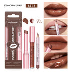 All-in-One Travel Lip Makeup Set with Liner, Lipstick, and Gloss