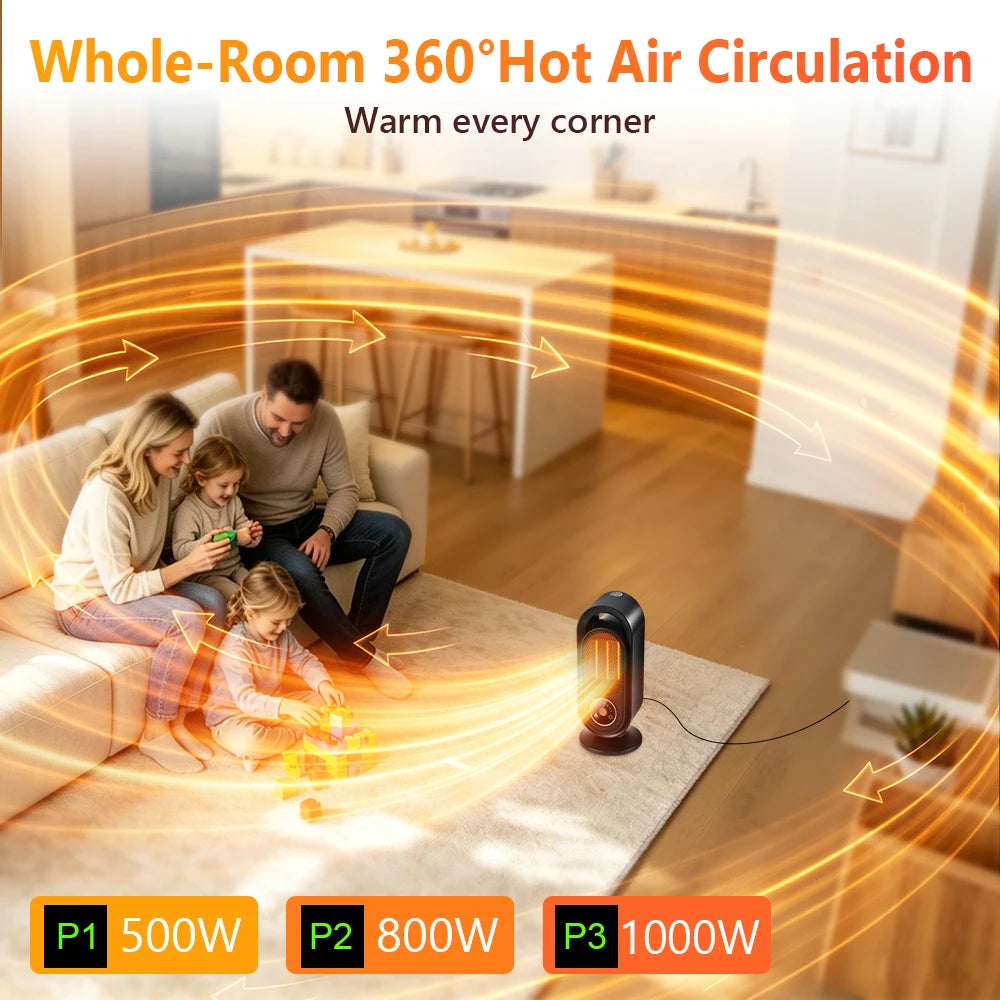 Portable Ceramic Space Heater with Touch Control and Timer
