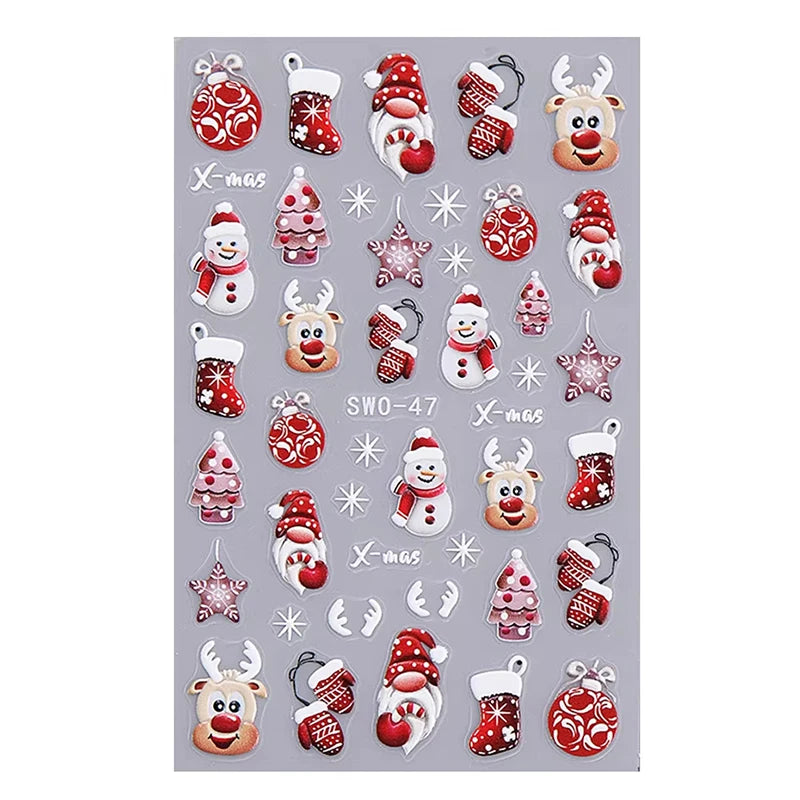 3D Christmas Cartoon Nail Art Sticker Decals