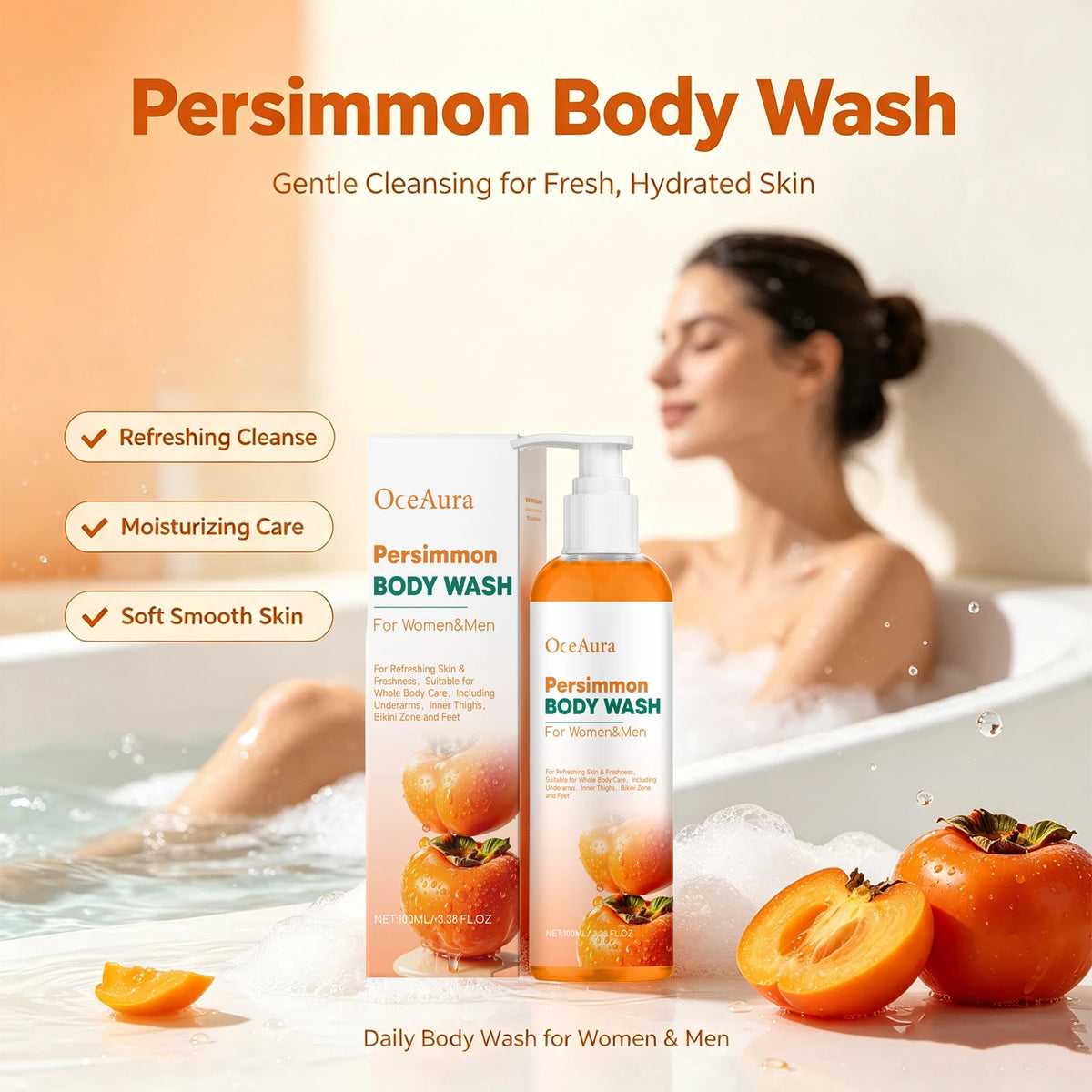 Persimmon Body Wash for Odor Control and Deep Skin Cleansing