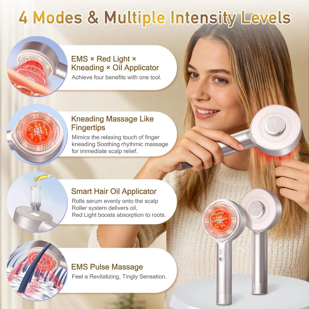 Electric Scalp Massage Comb with Red Light and Serum Applicator