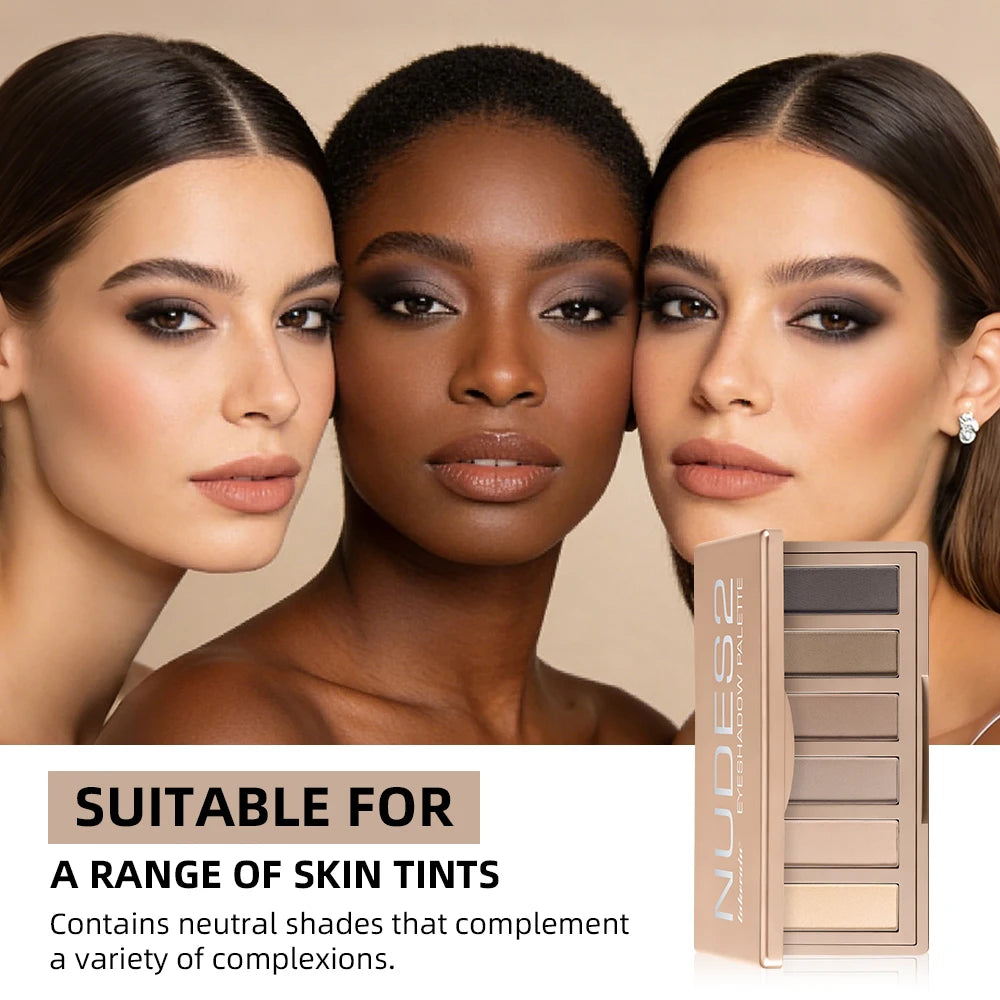 6-Color Matte Eyeshadow Palette for Natural and Smokey Eye Looks
