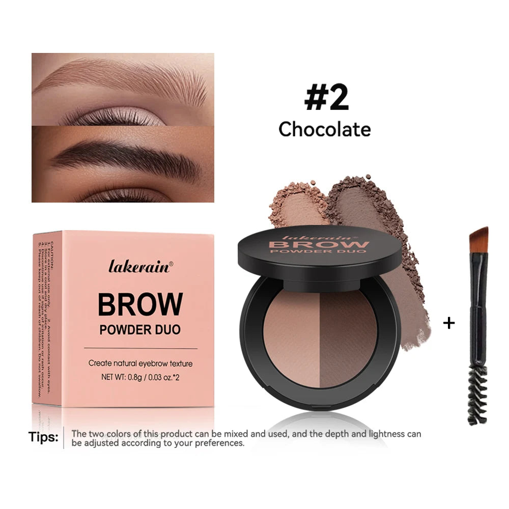 Dual-Tone Eyebrow Powder Palette with Grooming Brush - 22