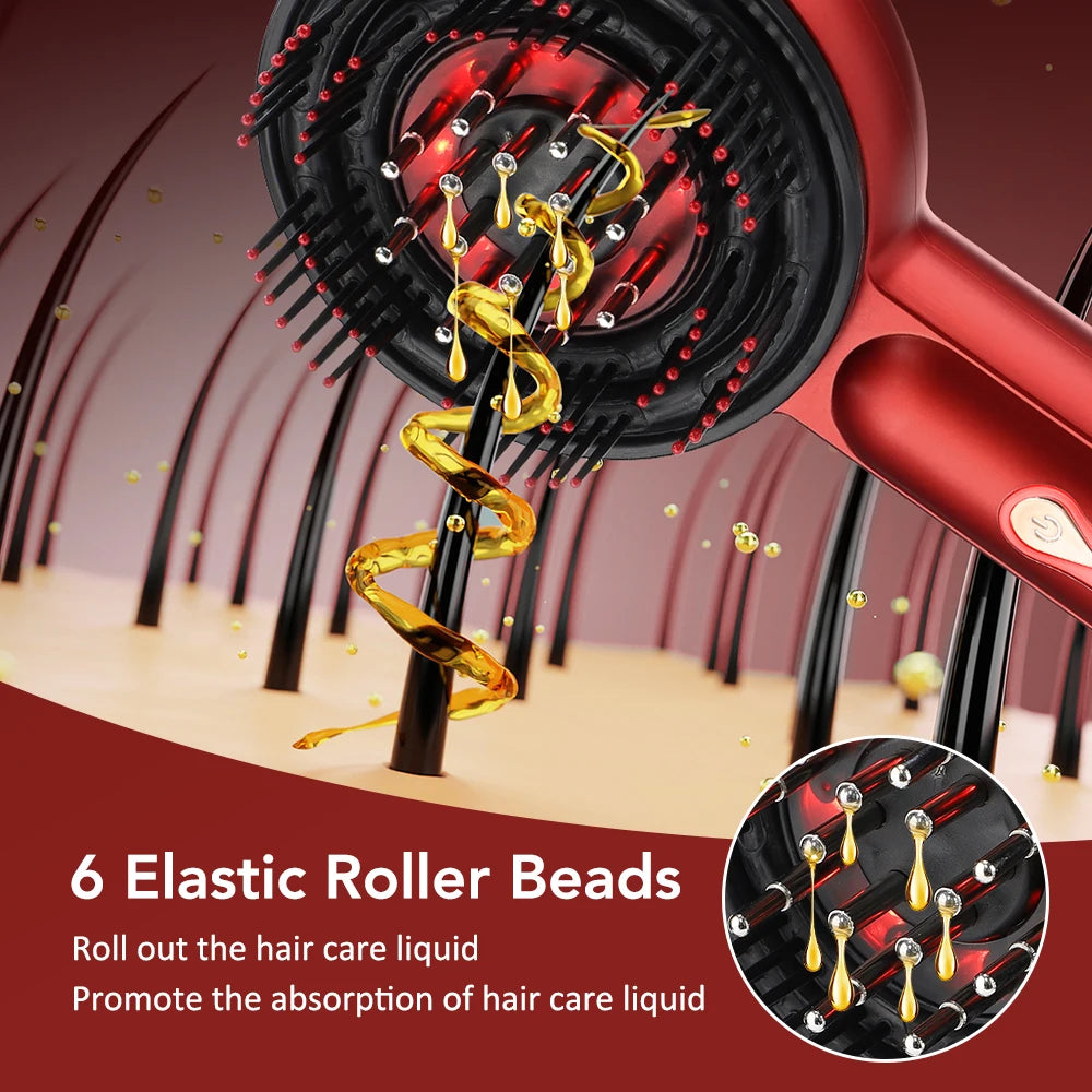 Electric Scalp Massage Comb with Red Light and Liquid Applicator