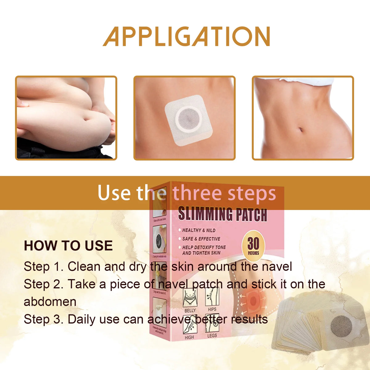 Natural Herbal Body Slimming and Toning Patches - 30 Pack