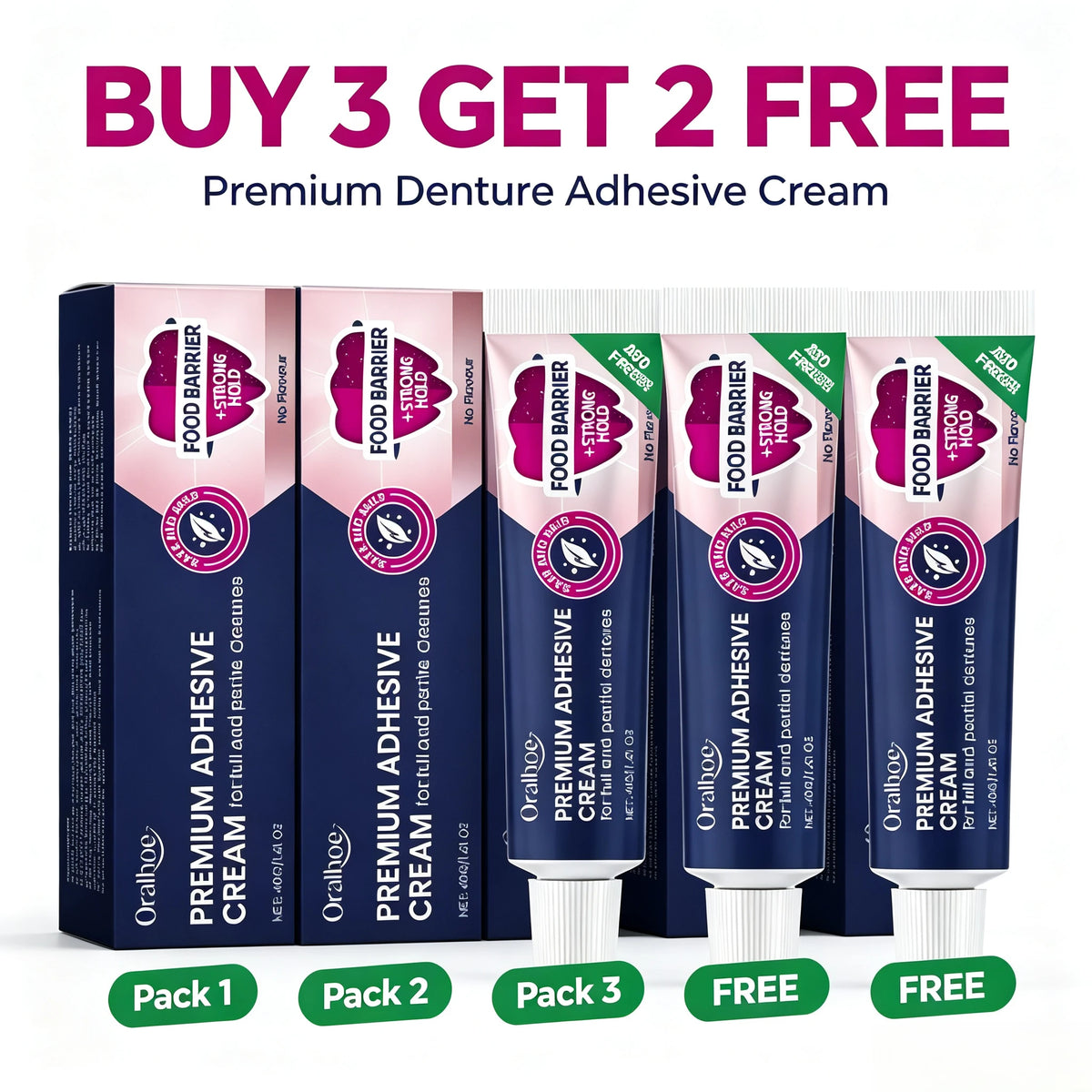 Strong Hold Denture Adhesive Cream with Food Barrier Protection